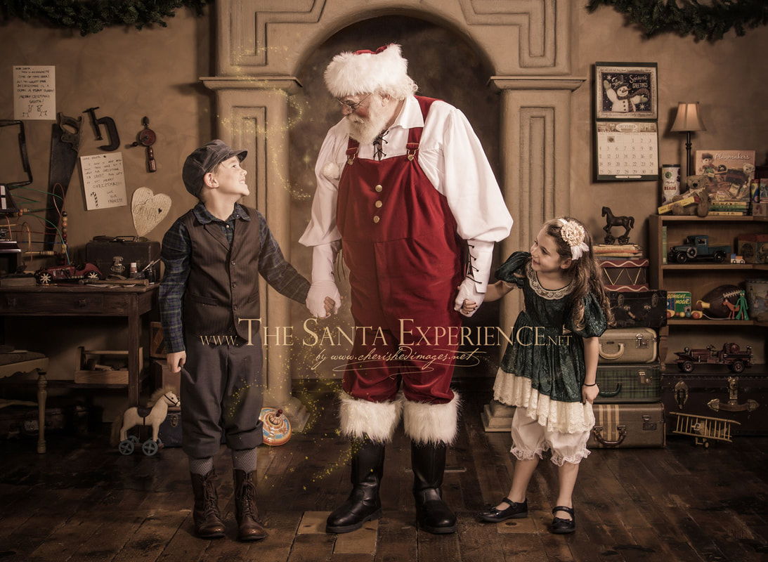 Vintage Santa with Children at Northpole inspired Christmas workshop