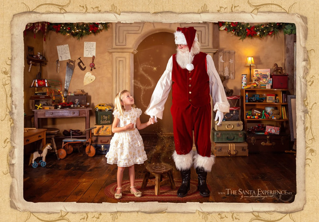 Vintage Santa with Children at Northpole inspired Christmas workshop